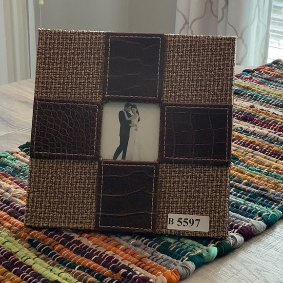 Leather and Fabric Picture Frame. - Picture 1 of 5